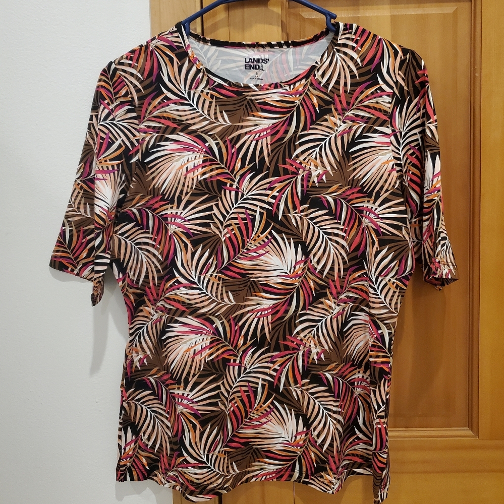 Lands' End Women's Tropical Print Swim Shirt S 6/8